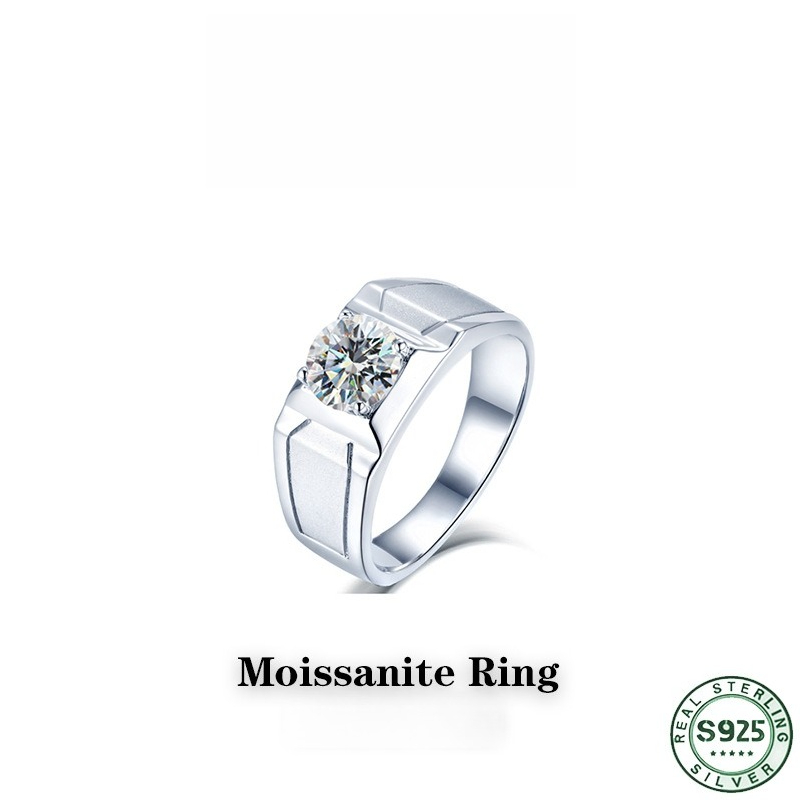 Moissanite Engagement Ring 1 Carat - Anel de prata esterlina S925, um