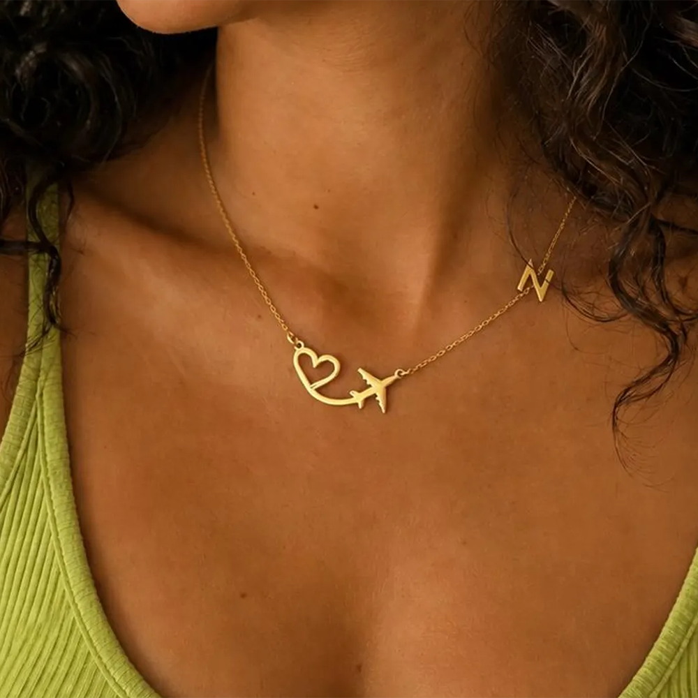 Custom Name Necklace Stainless Steel - Colar Personalizado com Pingente de Coração