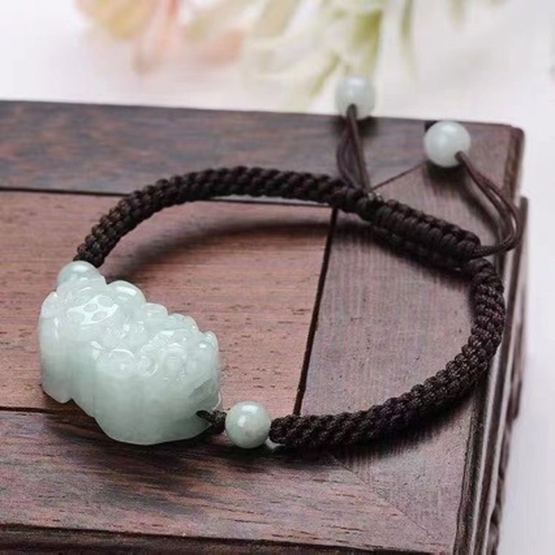Bracelets - Pulseira Pixiu de Jade Natural Grau