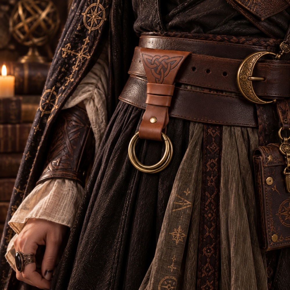 Rings - Saia medieval de couro PU, cinto