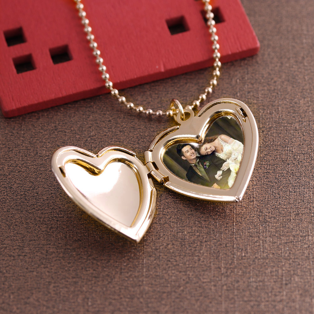Heart Locket Necklace Photo - Hooh 1pc coração em forma de