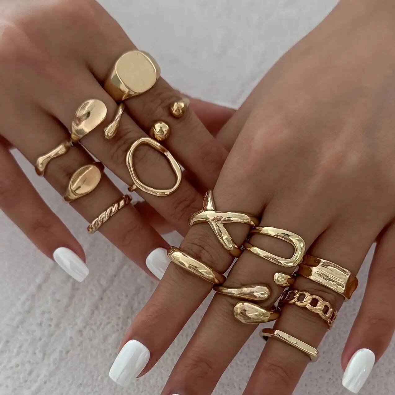 Vintage Punk Knuckle Rings Set - z 14 pçs/set hip hop punk