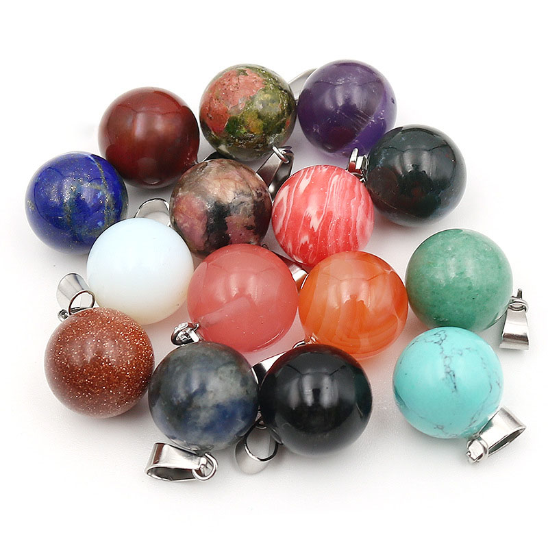 Crystal Pendant Necklace Natural Stone - 20 pçs/saco 14mm pedra natural pingente