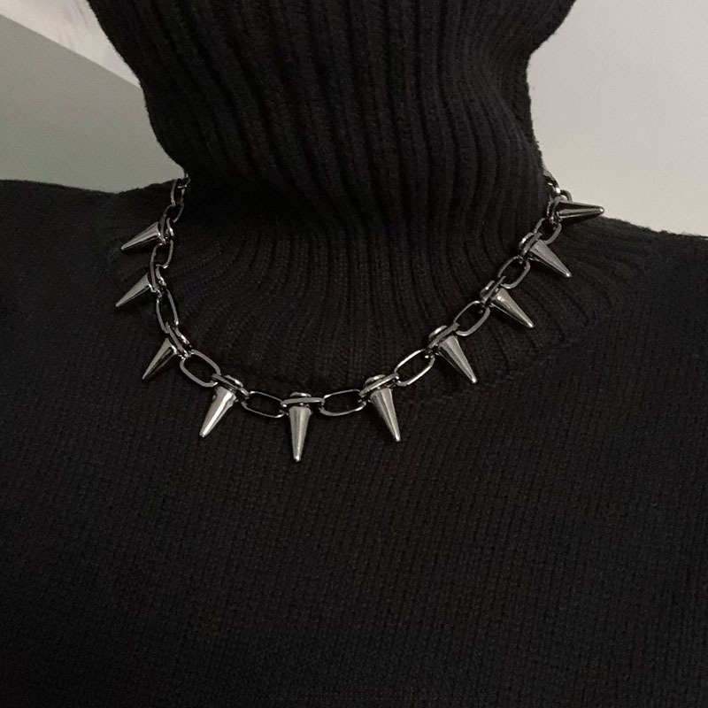 Goth Punk Spike Choker - Colares Choker de Moda Punk com