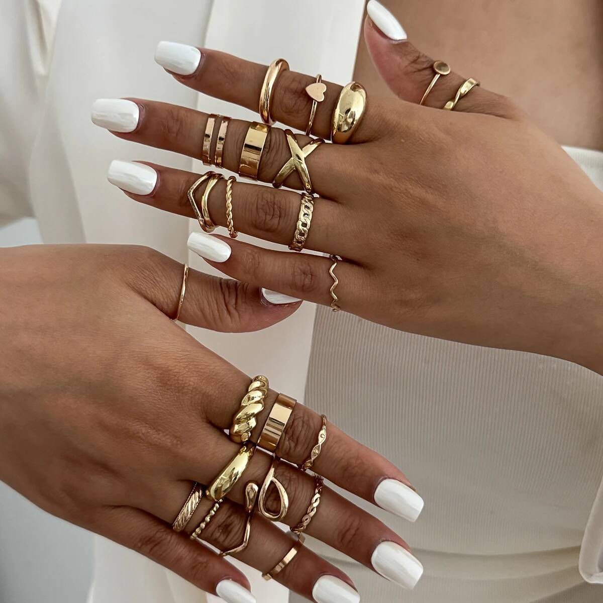 Vintage Punk Knuckle Rings Set - Shixin 24 pçs/set na moda geometria