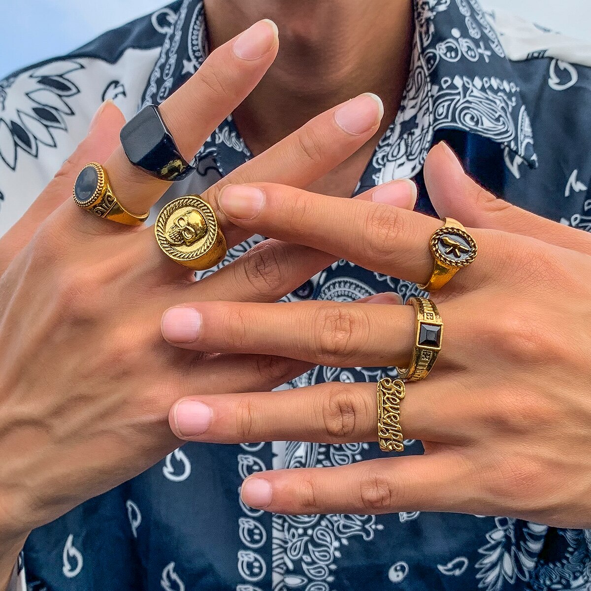 Conjunto vintage de anéis de e - Vintage Punk Knuckle Rings Set avaliação e preço