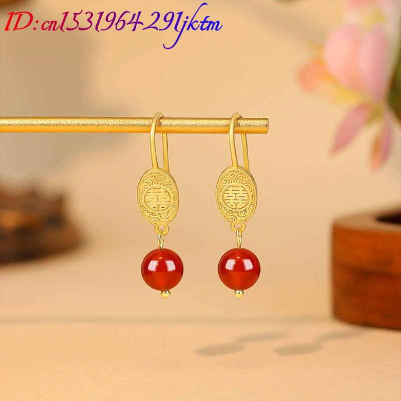 Brincos de Jade Vermelho Natur - Earrings avaliação e preço