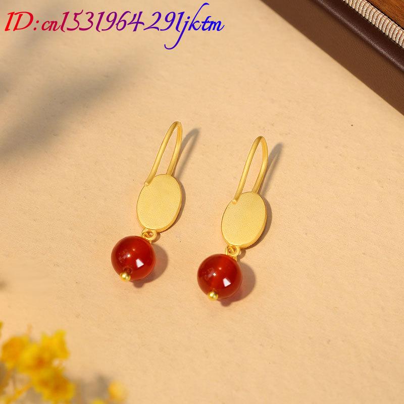 Brincos de Jade Vermelho Natur - Earrings avaliação e preço