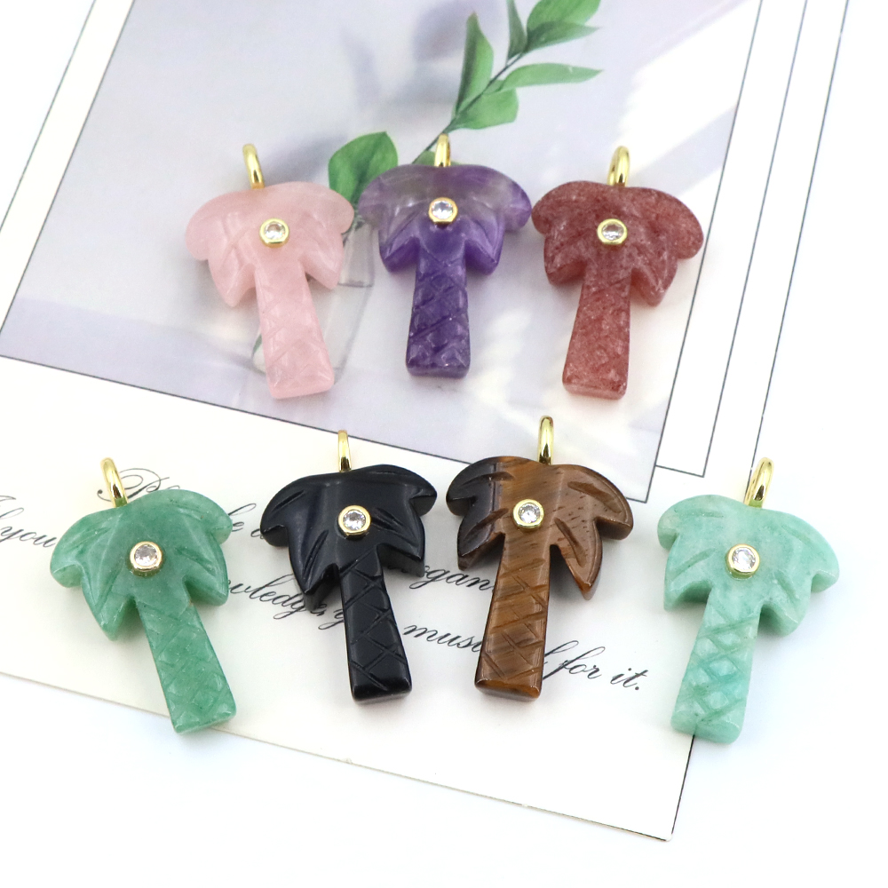 Pingente de Árvore de Coco em  - Crystal Pendant Necklace Natural Stone avaliação e preço