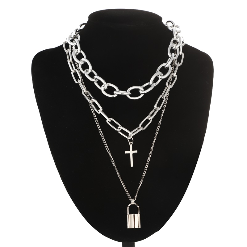 FNQUFUJ em camadas grunge esté - Layered Pendant Necklace Aesthetic avaliação e preço