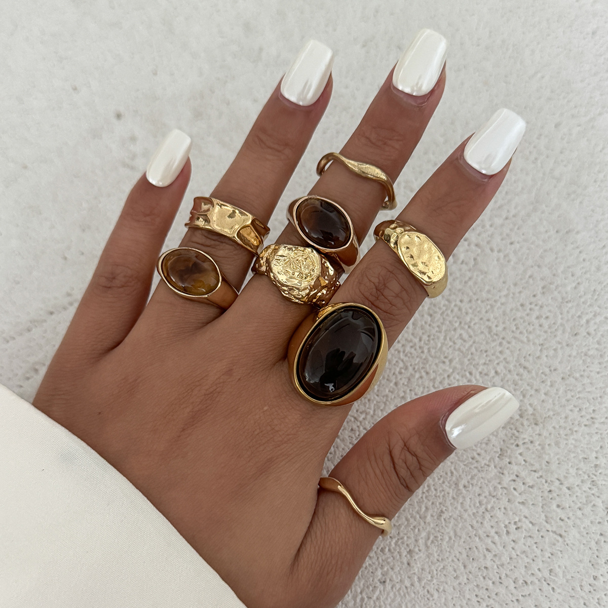 8 pçs/set vintage âmbar strass - Vintage Punk Knuckle Rings Set avaliação e preço