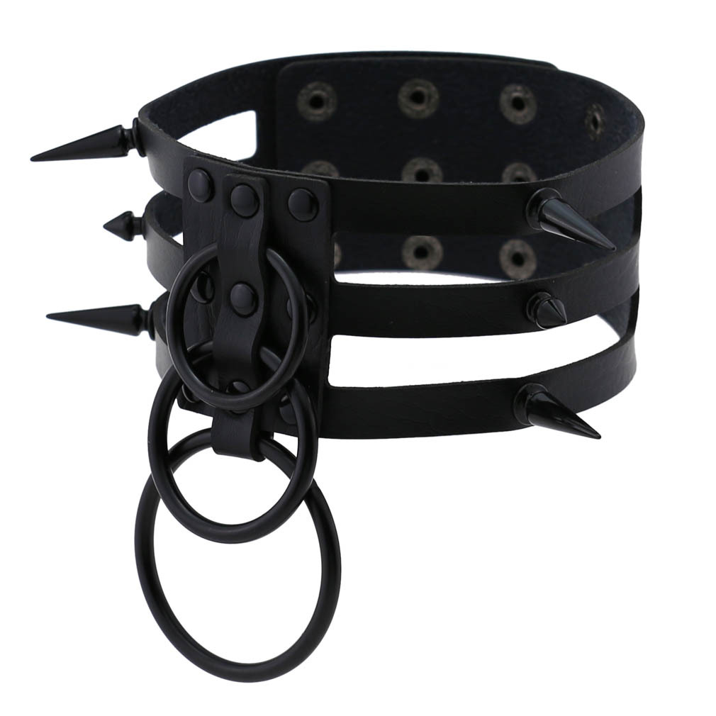 Colar gargantilha de couro pre - Goth Punk Spike Choker avaliação e preço
