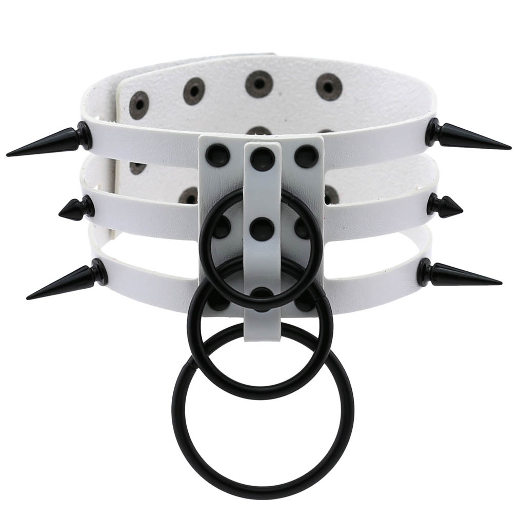 Colar gargantilha de couro pre - Goth Punk Spike Choker avaliação e preço