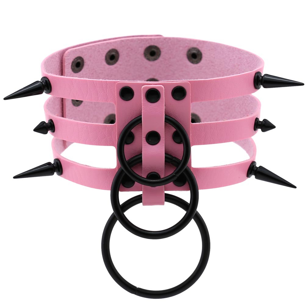 Colar gargantilha de couro pre - Goth Punk Spike Choker avaliação e preço