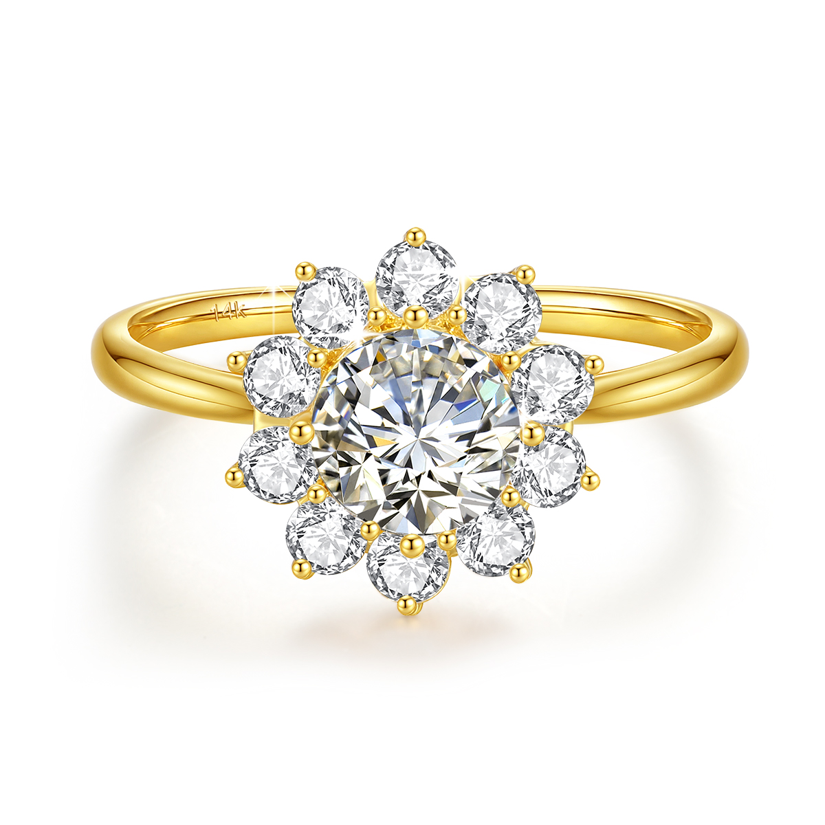 Anel de Flor em Ouro 14k 100%  - Moissanite Engagement Ring 1 Carat avaliação e preço