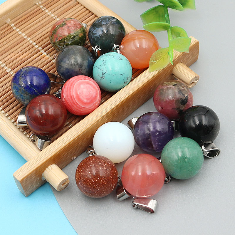 20 pçs/saco 14mm pedra natural - Crystal Pendant Necklace Natural Stone avaliação e preço