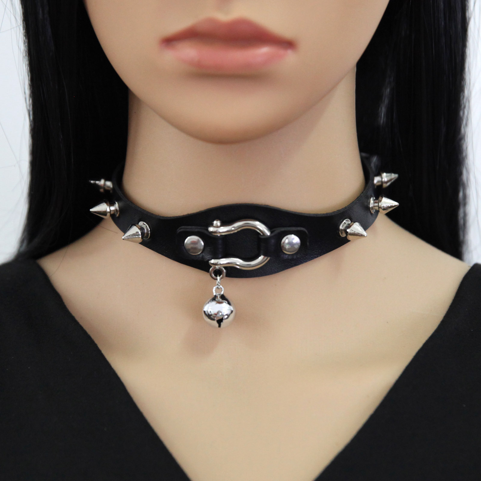 Preto pico gargantilha colar r - Goth Punk Spike Choker avaliação e preço