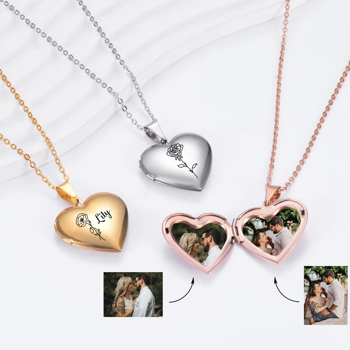 Personalizado coração nascimen - Heart Locket Necklace Photo avaliação e preço