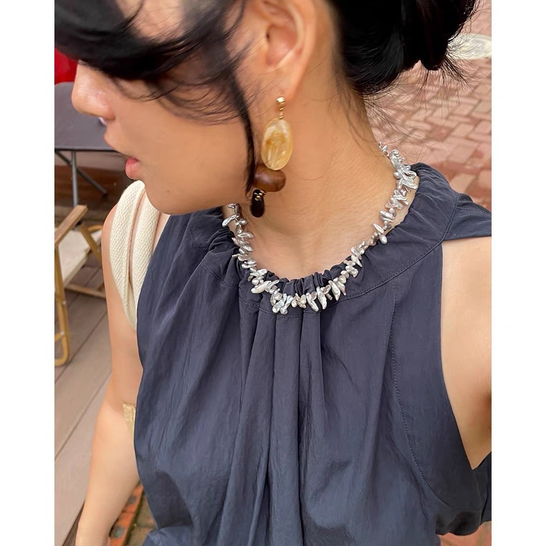 Conjunto de colar de pérolas b - Pearl Choker Necklace Vintage avaliação e preço