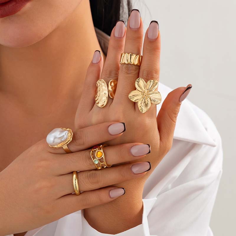 Conjunto de 6 Anéis de Metal V - Vintage Punk Knuckle Rings Set avaliação e preço